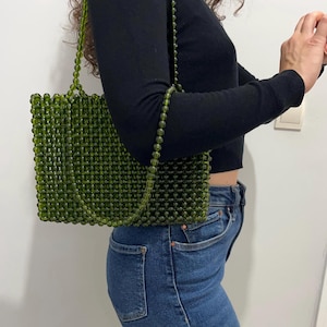 Grüne Kristallperlen Tasche | Grüne Kristallperlentasche | Perlentasche | Perlen Tasche | Kristall Tasche | Tasche | Kristall Perlen Tasche | Crystal Bead Täschchen |