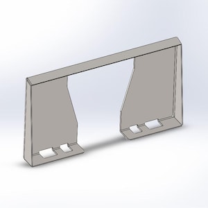Può includere: Un telaio in metallo grigio con tre tagli rettangolari su ogni lato. Il telaio è progettato per essere utilizzato come una barriera protettiva.