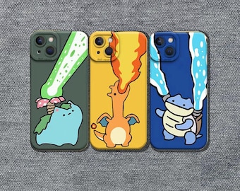 Etui na telefon z motywem anime: kot z kreskówki i ognisty smok – iPhone