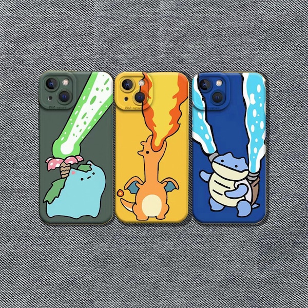 Anime mobilskal: Tecknad katt och elddrake design - iPhone