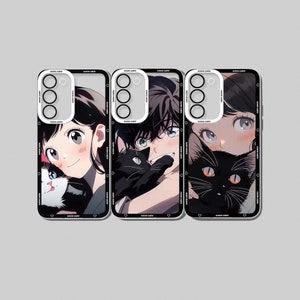 Anime telefoonhoesjes|Zwarte kat telefoonhoesje|Anime telefoonhoesjes|Japan telefoonhoesjes|Schattige telefoonhoesjes|iPhone 16 15 14 13 12 Pro |Samsung S24 S23 S22