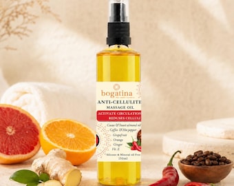 Olio corpo anticellulite Bogatina, olio da massaggio al caffè e peperoncino per rassodare il corpo.