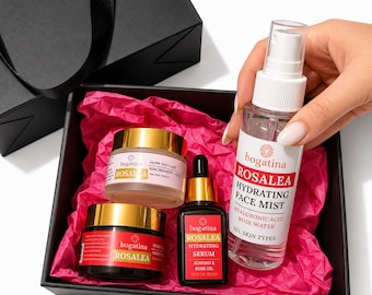 Set per la cura della pelle ROSALEA, trattamento viso con olio di rosa bulgara, set regalo di bellezza naturale di lusso