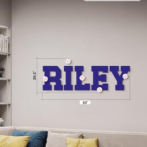 Personalized baseball nursery name sign Sports nursery decor Baseball theme room decor Wooden name sign Baseball player name Softball theme