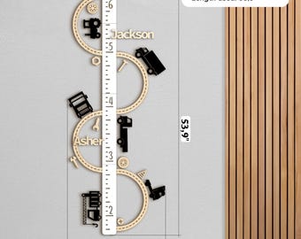 Personalized car track chart Wooden height ruler Race track growth chart Transportation nursery decor Car themed chart Toddler room decor