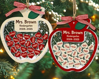 Personalized Teacher Ornament: Custom Student Names, Acrylic Shaker Gift