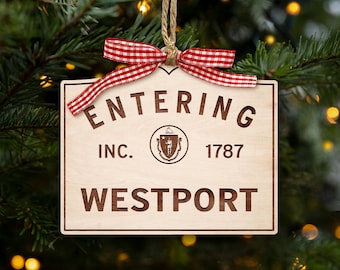 Personalized Wooden Entering MA Ornaments: Custom City, Town, Hometown Ornament
