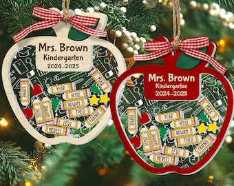 Personalized Teacher Apple Shaker Ornament: Custom Student Gift