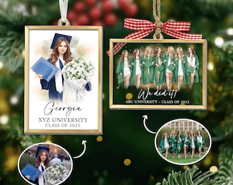 Personalized Watercolor Photo Graduation Ornament: Class Of 2025 Ornament