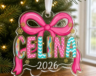 Personalized Christmas Kids Ornament 2025: Custom Girl's Name, Acrylic