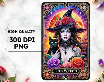 Häxtarotkort PNG: Gotisk Halloween-sublimeringsdesign (digital nedladdning)