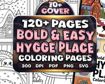 120+ Bold and Easy Hygge Christmas Coloring Pages | Holiday-Themed Pages | PNG, PDF, SVG Files for Kids & Adults