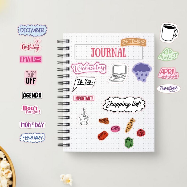 Bullet Journal Sticker Set | 40 Cute Digital Planner Stickers ...