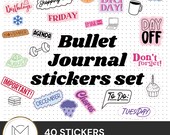 Bullet Journal Sticker Set | 40 Cute Digital Planner Stickers | Printable | Jpg Png Eps Dxf Svg | Digital Download | Agenda 2025 | New Year