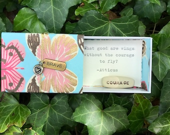 Wings Message Box with Courage Token Fabric Gift Bag