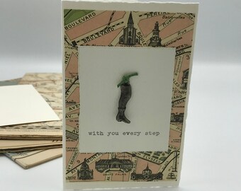 With You Every Step Greeting Card with Milagro and Vintage Paris Map Print