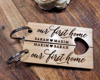 Our First Home Gift | Personalized Gift | First Home buyers | Personalized Keyring Pair | Pair of Personalized Keychain | realtor gift 121D