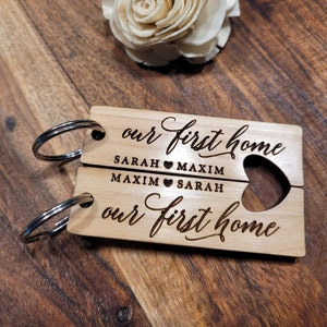 Our First Home Gift | Personalized Gift | First Home buyers | Personalized Keyring Pair | Pair of Personalized Keychain | realtor gift 121D