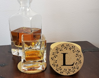 Personalized Coasters | Set of 4 Custom Cork Coasters,Monogram Coasters, Personalize Wedding  gift  177