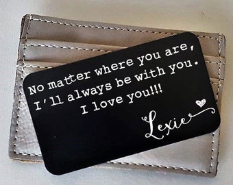 Engraved Aluminum Wallet Love Card Insert One Side Engraving 93