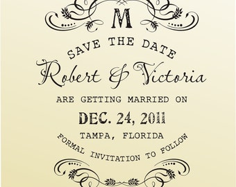 Save the Date Wedding Stamp DIY Do It Yourself Large Clear Stamper Invitation Stationery Custom Rubber Stamp Vintage Retro Typewriter Font