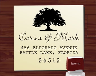 RETURN ADDRESS STAMP Self Inking Oak Tree Evelope Addressing Name Stamp Personalized Wedding Favor Stamp - Label 6019ADDRESS