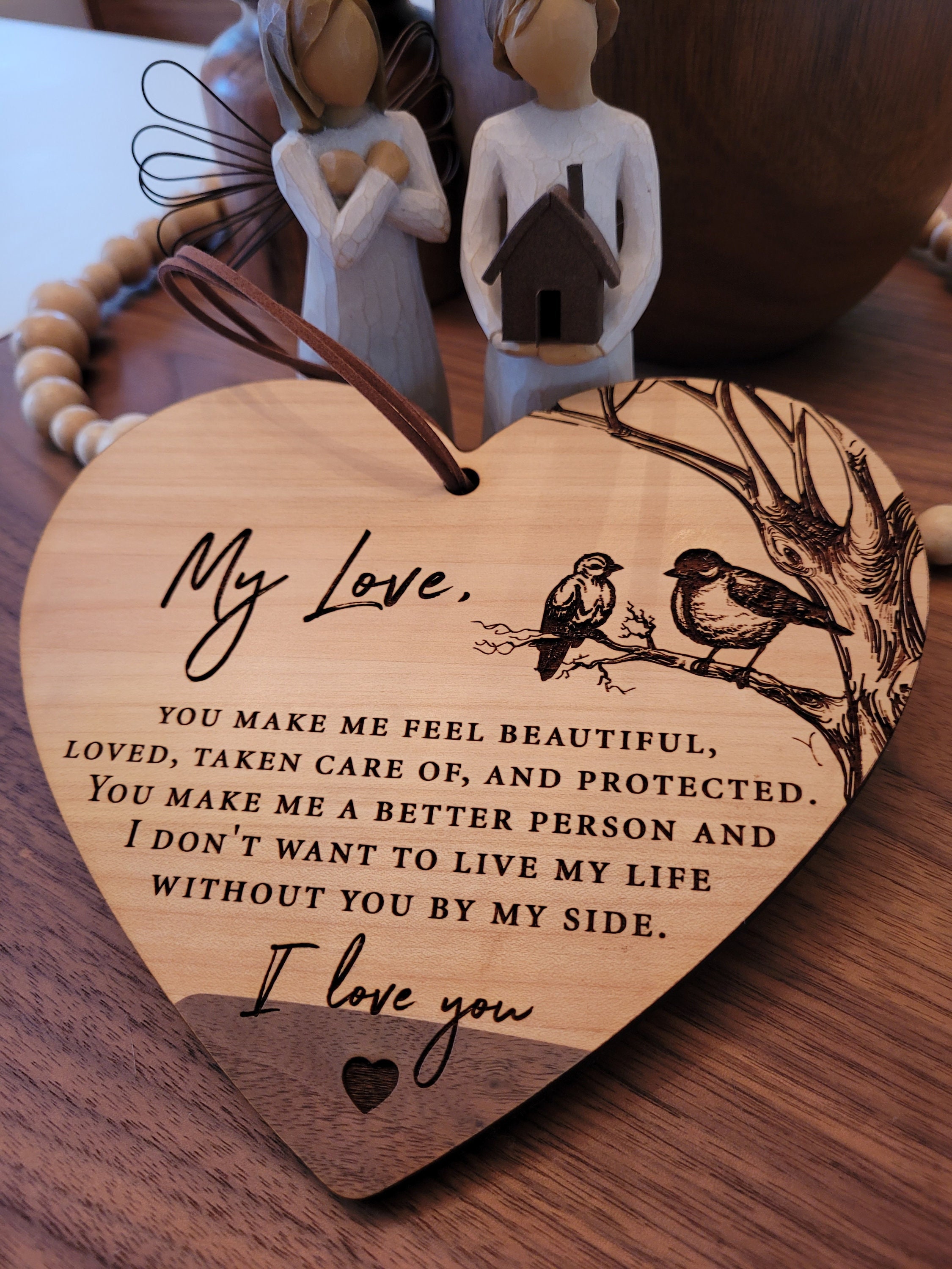 Personalized Heart Wooden Plaque Love Message for Him Love Message
