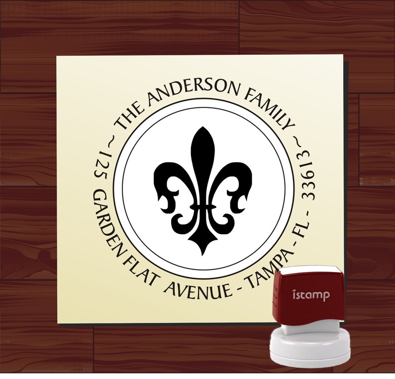 Fleur De Lis Address Stamp SELF INKING / Tampon Adresse Fleur Etsy