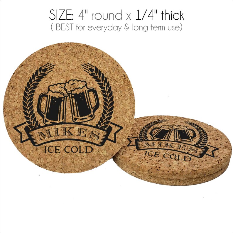 Personalized Cork Coasters Custom Cork Coasters Set Etsy