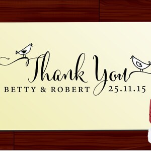 THANK YOU modern design Calligraphy Handwriting Script font self inking stamp style 6062 custom wedding stationary image 1