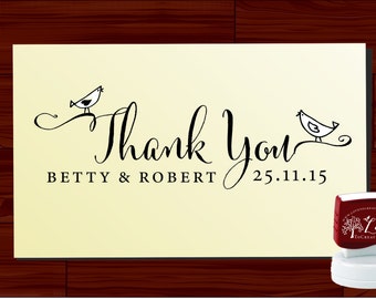 THANK YOU modern design Calligraphy Handwriting Script font self inking stamp -style 6062  - custom wedding stationary