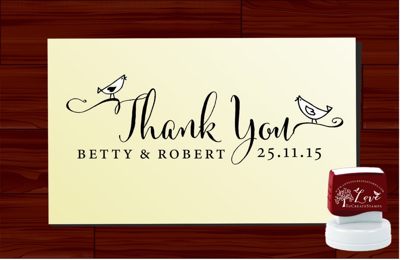 THANK YOU modern design Calligraphy Handwriting Script font self inking stamp style 6062 custom wedding stationary image 1