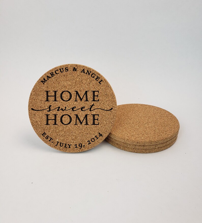 Personalized Cork Coasters Set of 4 Custom Cork Coasters Etsy