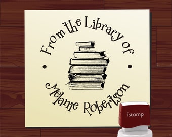 Custom LIBRARY STAMP Self Inking Book Ex Libris Stamp From the Library of Teacher Stamp Personalized Library School Stamp - Style 1578