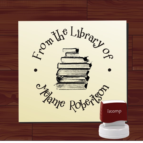 Custom LIBRARY STAMP Self Inking Book Ex Libris Stamp From the Library of Teacher Stamp Personalized Library School Stamp - Style 1578
