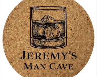 Men Cave Cork Coaster Set Gift | Personalized Cork Coasters Set for the Man Cave | Men Valentines Gift | Coasters for Him 1080