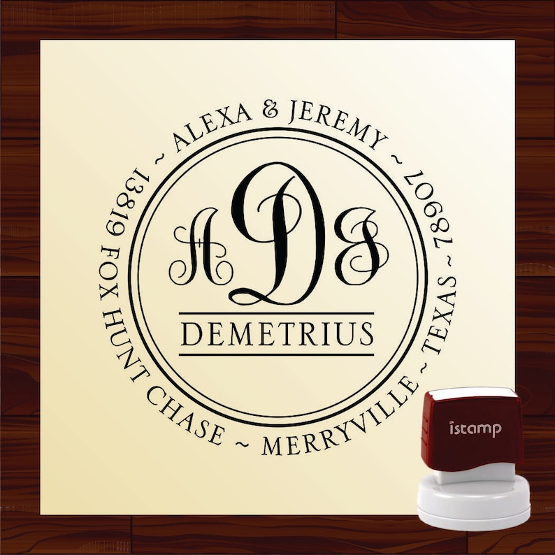 RETURN ADDRESS Rubber Stamp mothers day gift Custom Monogram Self Inking address stamp style MS5393C Personalized newlywed gift
