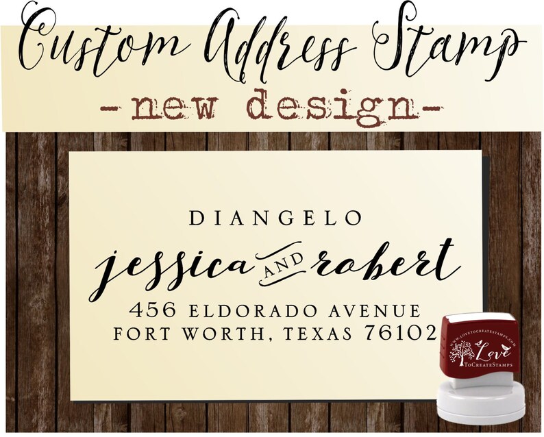 Calligraphy Handwriting Script Custom Return Address Stamp Style 9022A Personalized SELF INKING Something Blue Wedding Stationery Stamp