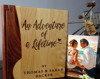 Personalized Wood Cover Photo Album with Beautiful Engraving | An Adventure of a Lifetime Album for Wedding, Birthday, or Anniversary (109)