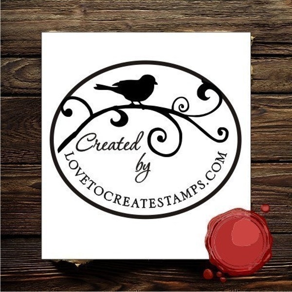 Created by / Handmade by Personalized  web page/ website or  etsy  web address custom rubber stamp - style 1556