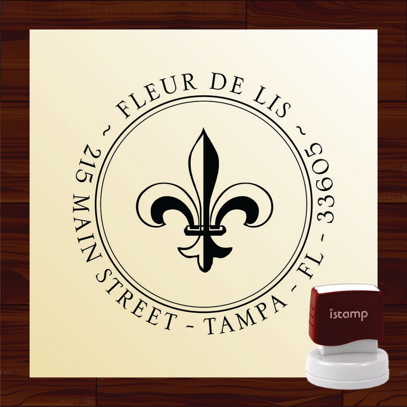RETURN ADDRESS Stamp Custom Fleur de Lis Self Inking Etsy