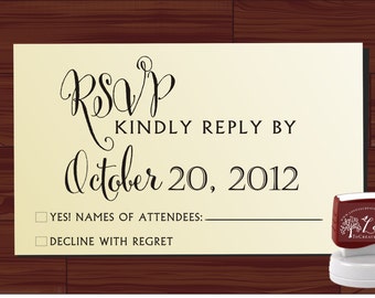 RSVP modern design Calligraphy Handwriting Script font self inking stamp -style 6060  - custom wedding stationary