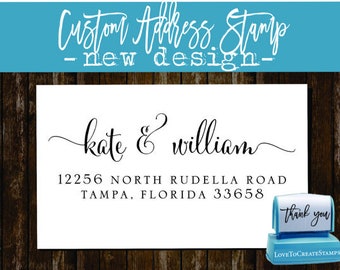 Calligraphy Handwriting Script Custom Return Address Stamp - ON SALE - Personalized Self Inking Wedding Stationery Stamper - Style 1280YY