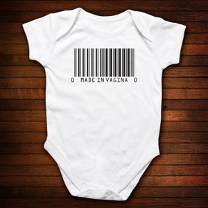 Baby One Piece Bodysuit Made in Vagina Funny Baby Gift image 1