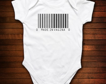 Baby One Piece Bodysuit - Made in Vagina - Funny Baby Gift