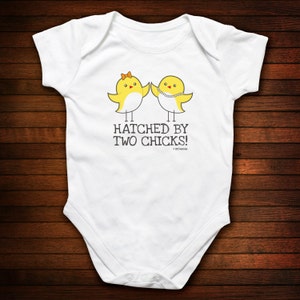 Hatched By Two Chicks One Piece Bodysuit - Funny Baby Gift