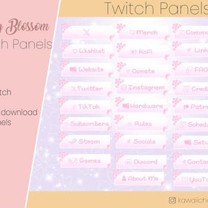 26x Twitch Panels Pack/ Sakura/ Cherry Blossoms/ Streaming on Twitch/ Pink Cherry Blossom Design