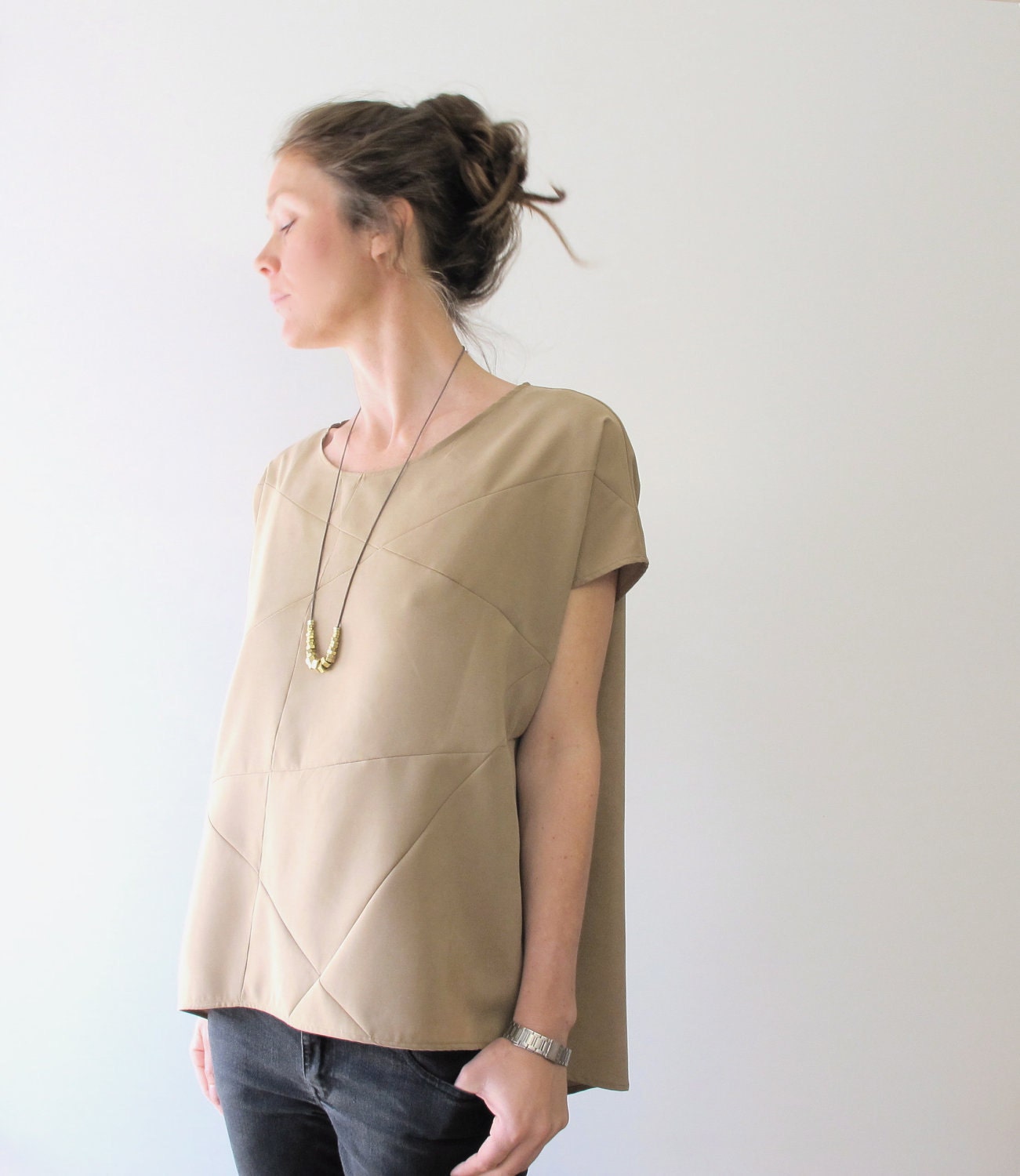 Shirt Geometric Sand 100% Modal - Etsy