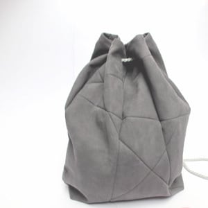 geometric backpack, vegan suede, grey image 3