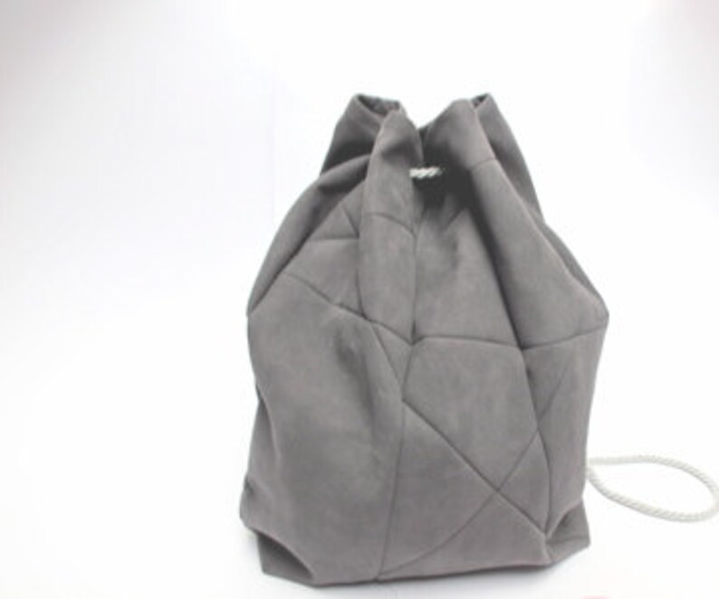 geometric backpack, vegan suede, grey image 3